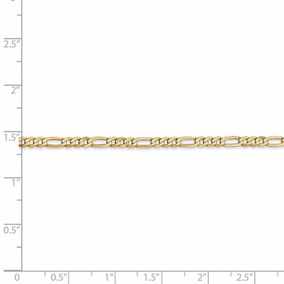 2.75mm 14k Yellow Gold Solid Flat Figaro Chain Necklace, 20 Inch